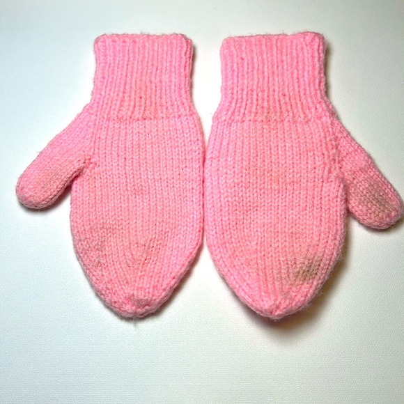Handmade Mittens with Boat Embroidery Pink Snow Winter Knit Warm Cute Girls Kids - Picture 4 of 6